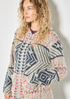 Geometric Folk Knitted Coatigan, Stone, large