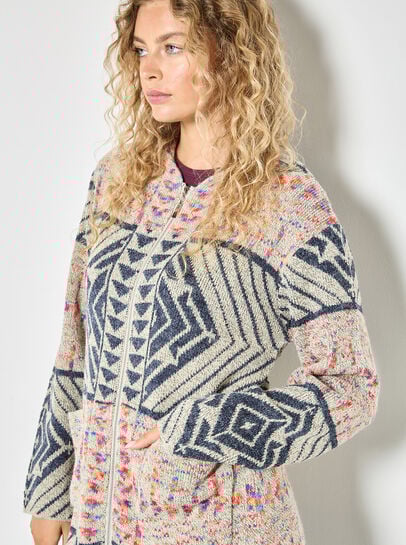 Geometric Folk Knitted Coatigan