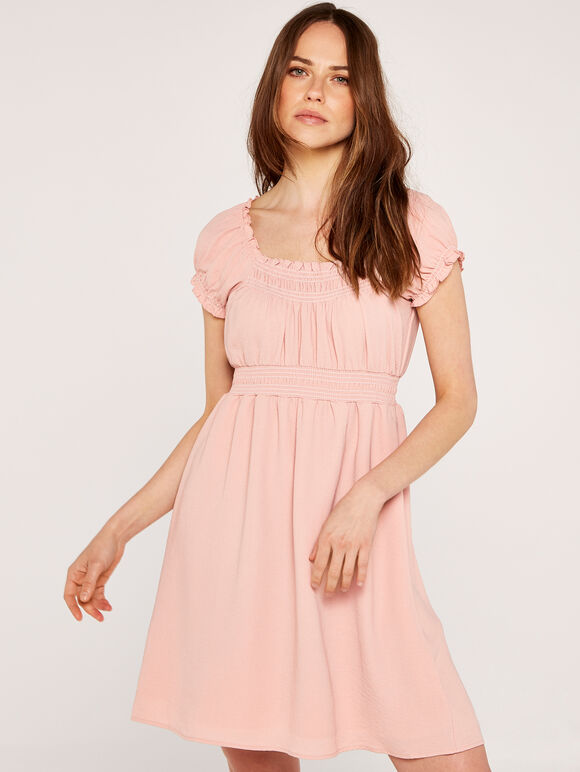 Milchmädchen-Minikleid, Rosa, groß