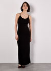 Ribbed Jersey Maxi Dress, Black, large