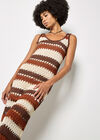 Crochet Stripe Midaxi Dress, Brown, large