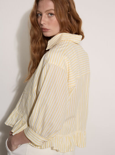 Stripe Ruffle Hem Shirt