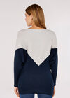 Chevron Block  Batwing Jumper, Grey, large