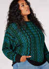 Curve Chevron Knit Jumper, Teal, large