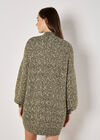 Flecked Knit Jumper Mini Dress, Khaki, large