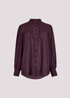 Mosaic Print Chiffon Ruffle Blouse, Burgundy, large