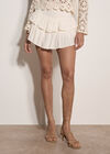 Tiered Cotton Mini Skirt, Cream, large