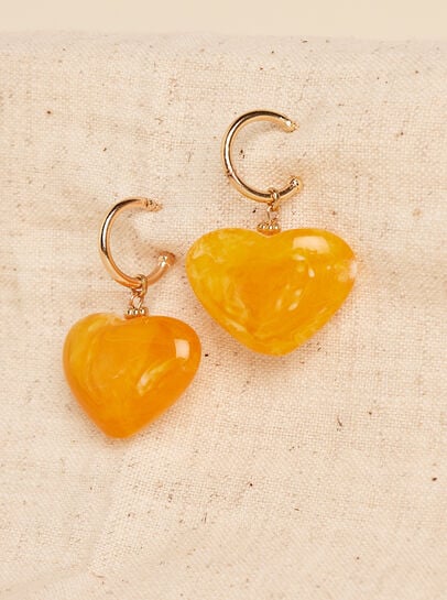 Gold Tone Heart Hoop Earrings