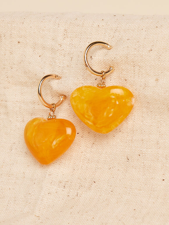 Boucles d'oreilles créoles dorées en forme de cœur, jaune, grande