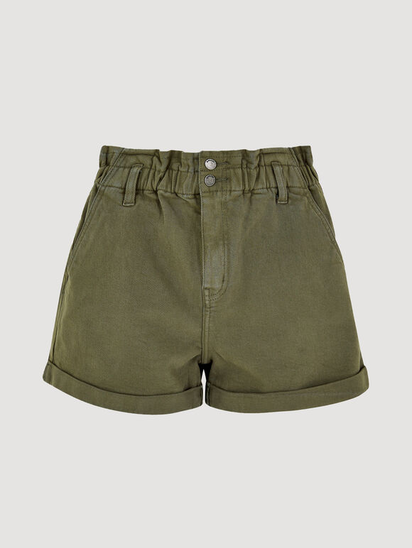 Denim-Shorts mit Umschlag, Khaki, Größe L