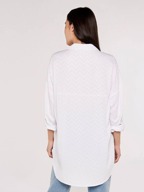 Chevron Jacquard Shirt, White, large