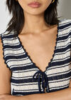 Stripe Pointelle Knit Waistcoat, Navy, large