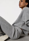 Waffle Knit Wide Leg Trousers, Grey, large