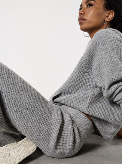 Waffle Knit Wide Leg Trousers