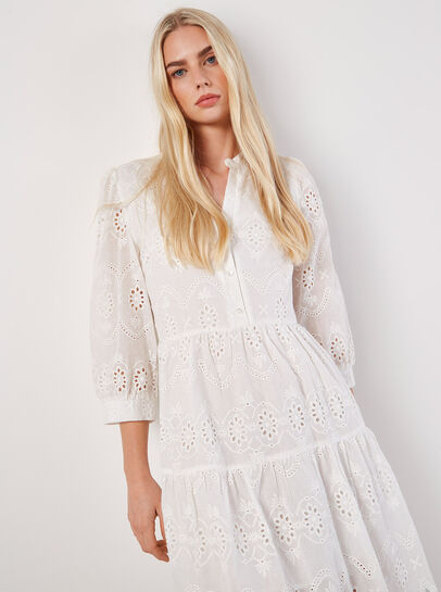 Broderie Anglaise Tiered Mini Dress