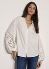 Cotton Cut-Out Blouse, White, large