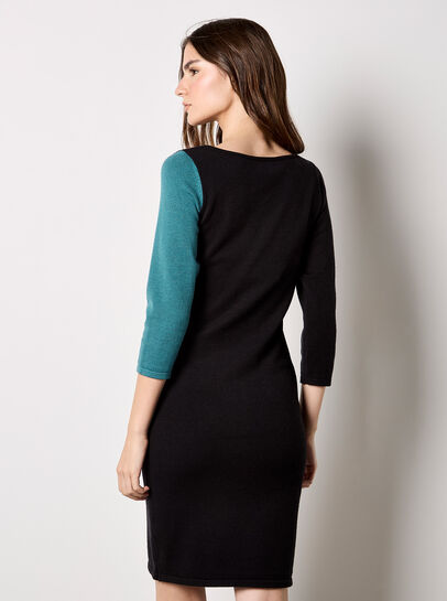Colour Block Panel Knitted Mini Dress