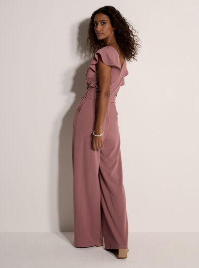 Ruffle Sleeve Jersey Jumpsuit