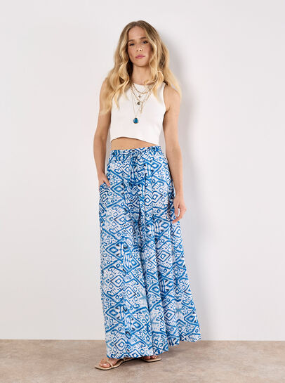 Lightweight Ikat Palazzo Trousers