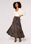 Paisley Tiered Midi Skirt, Navy, large