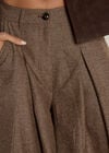 Herringbone Tweed Wide-Leg Trousers, Brown, large
