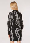 Metallic Swirl Jumper Mini Dress, Black, large