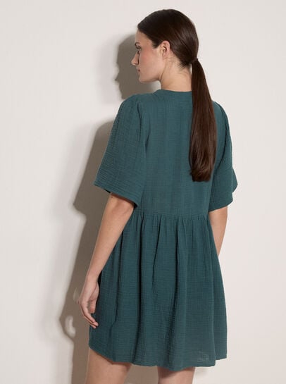 Textured Lace-Up Mini Dress