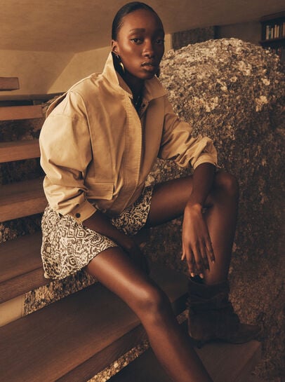 Pleat Detail Bomber Jacket