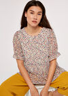  Floral Ruffle Tiered Top, Cream, large