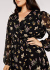 Curve Floral Mini Dress, Black, large