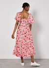 Sarasa Floral Tiered Midi Dress, Cream, large