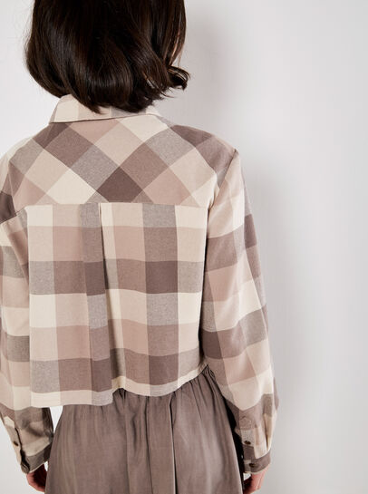 Check Print Cropped Shirt