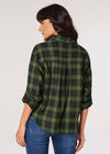 Check Print Cropped Shirt, Black, large