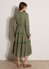Lace Trim Tiered Midi Dress, Khaki, large