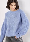 Iridescent Sequin Cable Knit Jumper, Blue, large