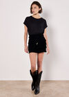 Cotton Crochet Zig Zag Tiered Skort, Black, large
