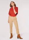 Asymmetric Neck Soft Touch Top, Rust, large