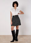 Chevron Stripe Knitted Mini Skirt, Black, large