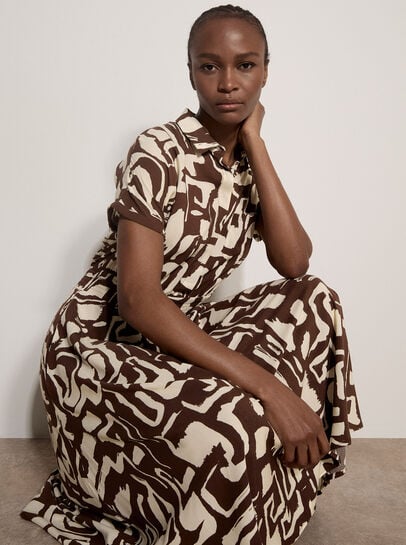 Geo Grecian Shirt Midi Dress