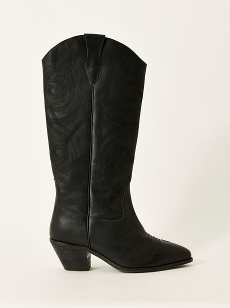 Black Cowboy Leather Boots