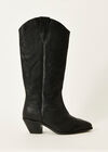 Black Cowboy Leather Boots, Black, large