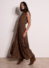 Painterly Paisley Tiered Maxi Skirt, Brown, large