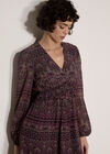 Floral Print Ruffle Midi Dress, Purple, large