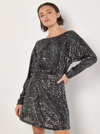 Cowl Back Sequin Mini Dress
