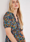 Watercolour Floral Ruffle Top, Navy, large