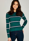 Three Stripe Crew Neck Jumper, Green, large