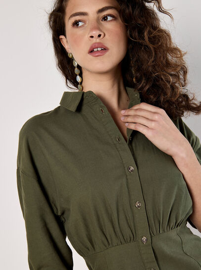 Fitted Twill Shirt Mini Dress