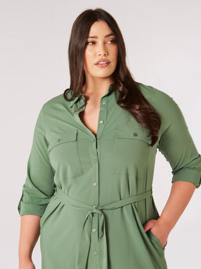 Curve Utility Shirt Midi Dress