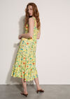 Postcard Print Tiered Midi Dress, Yellow, large