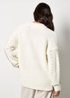 Pointelle Knit Lace Up Jumper, Cream, large